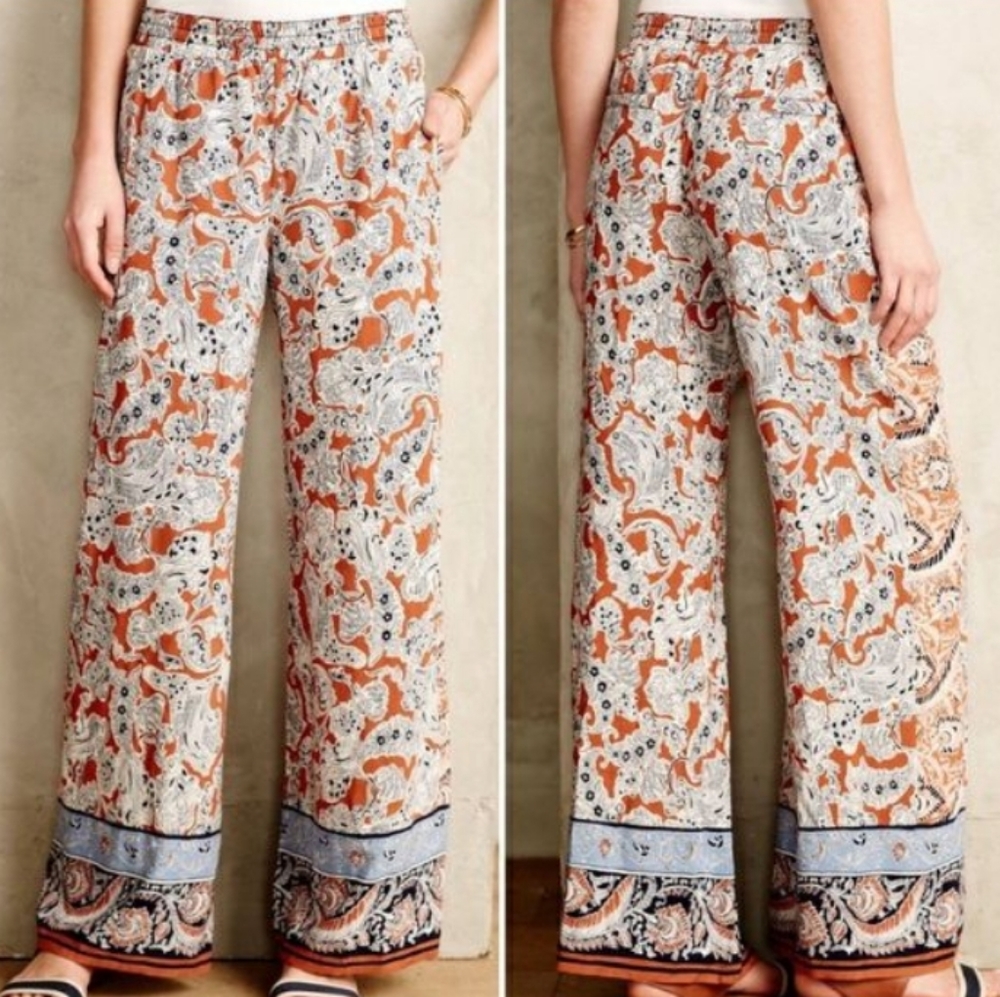 BOGO SALE Hei Hei Anthropologie LALASA WIDE LEG PLAZZO PANTS SZ LARGE PETITE